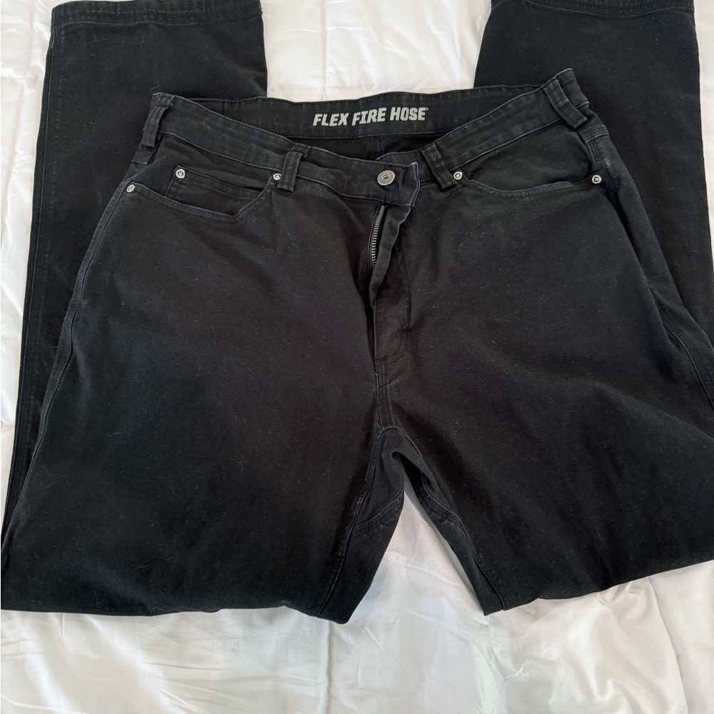 Men's DuluthFlex Fire Hose Relaxed Fit 5-Pocket Pants - 38 x 34 Black men's pant
